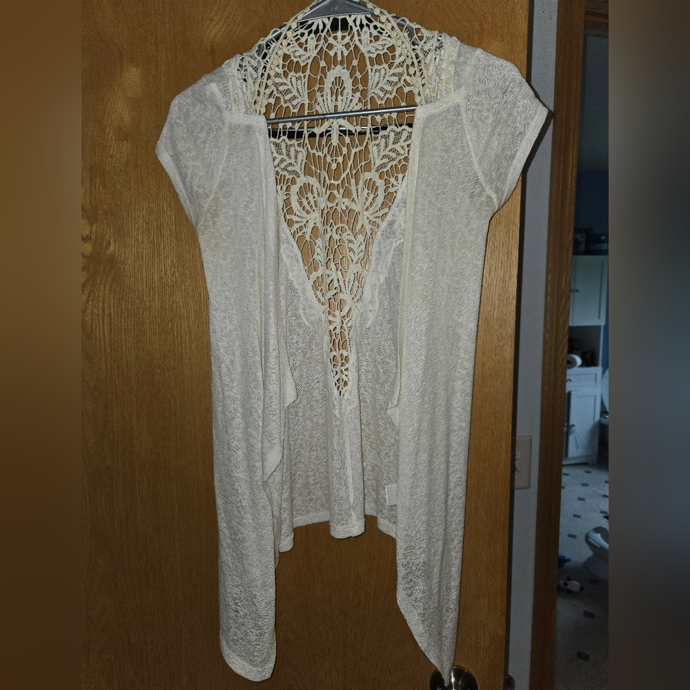 Maurices Cream Lace Short Sleeve Top